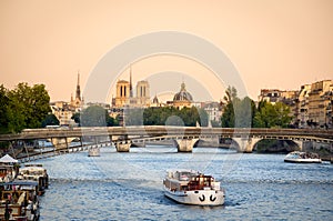 Seine River Bridges and Notre Dame Cathedral, Paris, France