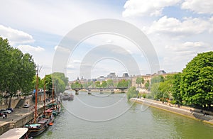 Seine river cityscape Paris France