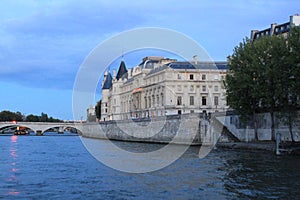 Seine river and La Conciergerie in Paris