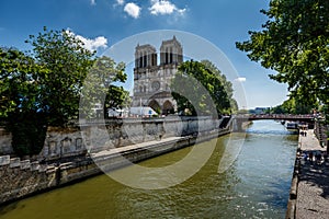 Seine River and Notre Dame de Paris Cathedral, Paris