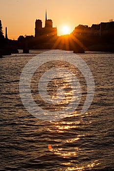 Seine river in the sunset