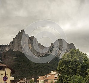 The Seis am Schlern, dolomites viewed at Kastelruth, Castelrotto in Italy photo