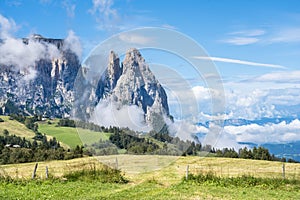 Seiser Alm with Sciliar (Schlern), South Tyrol, Italy