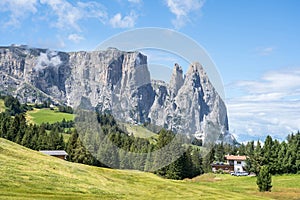 Seiser Alm with Sciliar (Schlern), South Tyrol, Italy