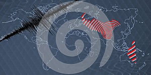 Seismic activity earthquake Tonga map