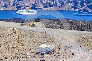 Seismic and GPS station at Nea Kameni volcanic crater Santorini Caldera Greece