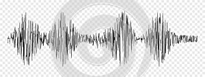 Seismogram or lie detector graph. Ground motion, earthquake magnitude, sound record or pulse wave. Polygraph or