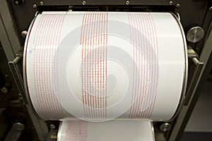 Seismograph recording earthquake