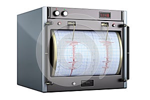 Seismograph, seismometer. 3D rendering