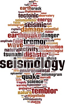 Seismology word cloud photo