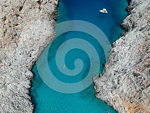 Seitan Limania Beach Aerial View on Crete, Greece