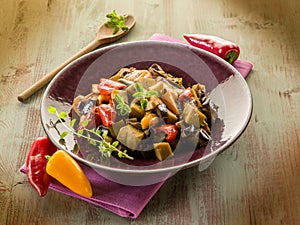 Seitan stew with eggplant