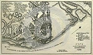 Seize Map of Quebec City, 1759.