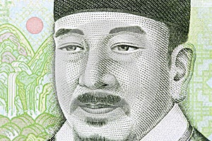 .Sejong the Great a closeup portrait from South Korean money