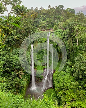 Sekumpul waterfall in Bali aerial view