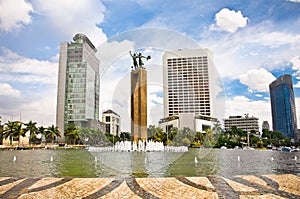 Selamat Datang Monument and fountain, Jakarta, Indonesia.