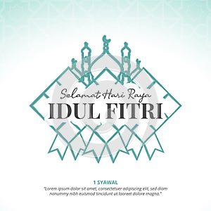 Selamat Hari Raya Idul Fitri or Happy Eid Al Fitr background with drawing paint decoration