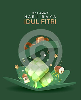 Selamat Hari Raya Idul Fitri Meaning : Happy Eid Mubarak. Eid Mubarak Decoration for Banner