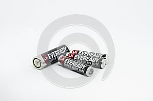 Eveready AA batteries isolated on a white background
