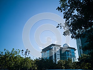 Selangor sharia court building with blue background