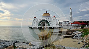 Selat Melaka (Strait Malacca) Mosque, Malacca, Malaysia