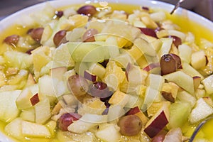 Selction of fruit salad food at a restaurant buffet