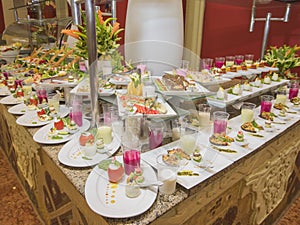Selction of salad food at a restaurant buffet