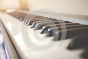 Select focus and soft focus,Close up of keyboard piano, musical concept