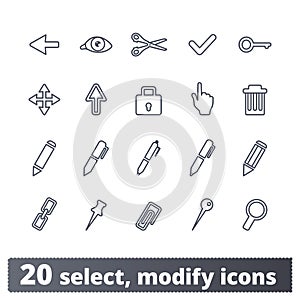 Select, Modify, Graphic Designer Tools Icons Set