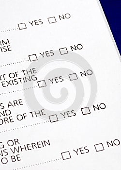 Select Yes or No from a questionnaire