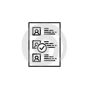 Selected CV line icon. Element of head hunting icon for mobile concept and web apps. Thin line Selected CV icon can be used for we