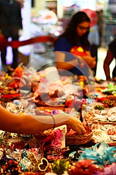 Selecting Accessories at an Indian Fancy Store photo