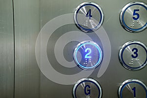 Selecting a numbered floor. 2nd floor. Elevator keypad