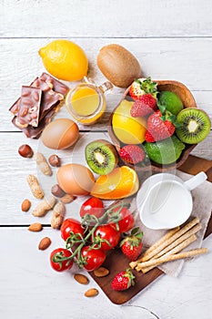 Selection of allergy food, healthy life concept