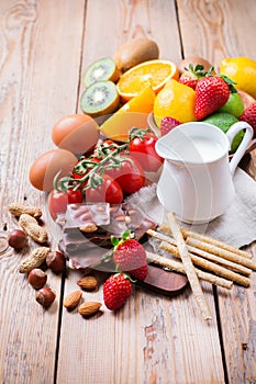 Selection of allergy food, healthy life concept