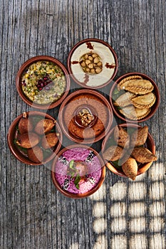 A selection of arabic small dishes