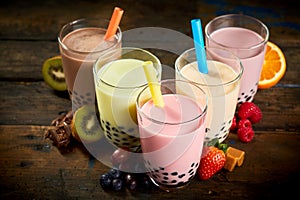 Selection of bubble tea in a tea house