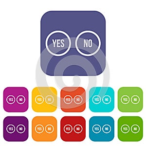 Selection buttons yes and no icons set