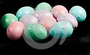 Selection of colored, speckled Easter eggs
