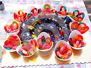 Selection of colorful candies and jellies