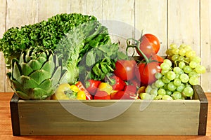 Selection of Colorful Produce in a Box