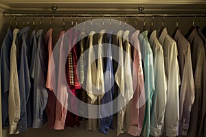 Neatly Arranged: A Closet of Colorful Shirts photo