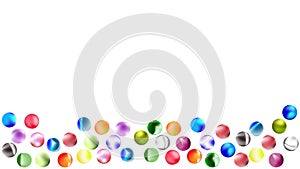 Selection of  colourful marbles on white background