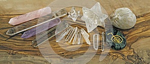 Selection of Crystal healer's tools