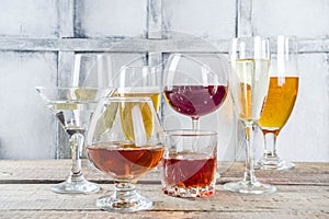 Selection of different alcoholic drinks