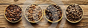 Selection of different roasted coffee beans
