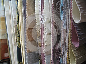 Selection of fabric samples for curtains