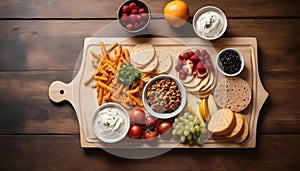 Selection of food on grazing board