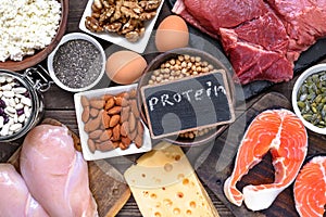 Selection food sources of protein. healthy diet eating concep