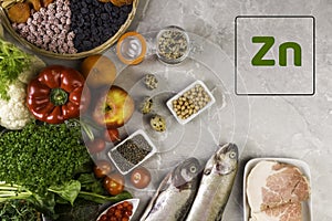 selection foods with anti inflammatory vitamins A, B, C, D, E. K, Zn photo